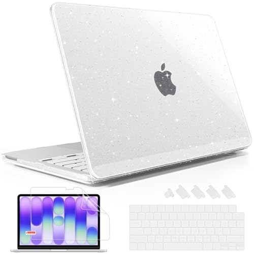 Image of May Chen Compatible with MacBook Neo 13 inch Model A3404 2026 Release, Slim & Lightweigh Frosted Finish Protective Case with Keyboard Cover&Screen Protector, Glitter Clear