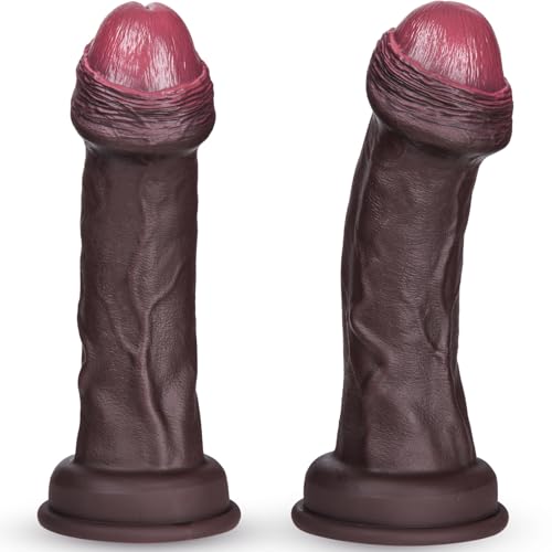 8.7 Inch Realistic Big Head Silicone Anal Dildo Black Uncircumcised