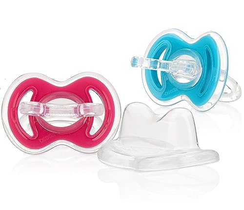 Nuby – Gum-eez Schnuller Beißringe - Erste Zahnungshilfe für Baby – 2-Pack – 2 Stück Beißring/Beißspielzeug aus weiches Silikon – Grün und Blau – 3+ Monate