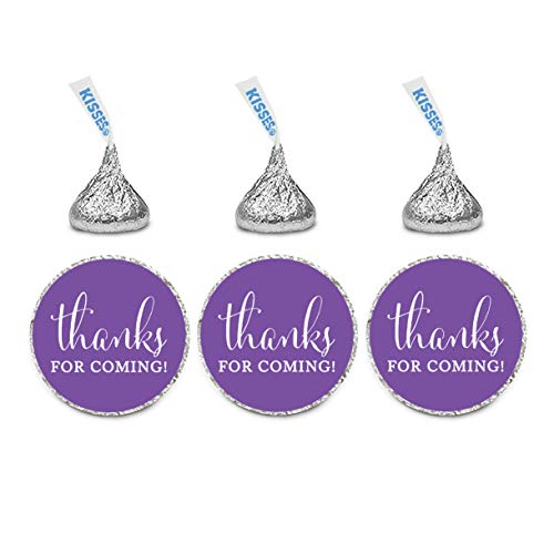 Andaz Press Chocolate Drop Labels Stickers, Thanks for Coming!, Royal Purple, 216-Pack, for Wedding Birthday Party Baby Bridal Shower Kisses Party Favors Decor Envelope Seals