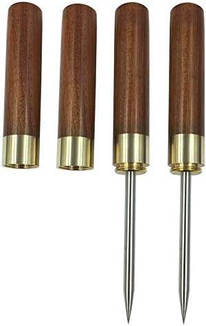 iModen Ice Picks Wooden Handle Stainless Steel Knife With Cover (Red 2 Pack)