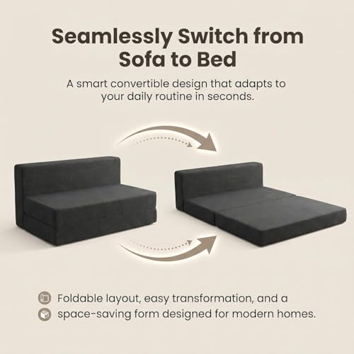Image of Rhythm Foldable Sofa Cum Bed | 3 Seater Sofabed with 2 Cushions High-Density Foam 3-in-1 Convertible Sofa Cum Bed for Living Room & Bedroom | Jute Fabric Washable with 3 Years Warranty (72x60)
