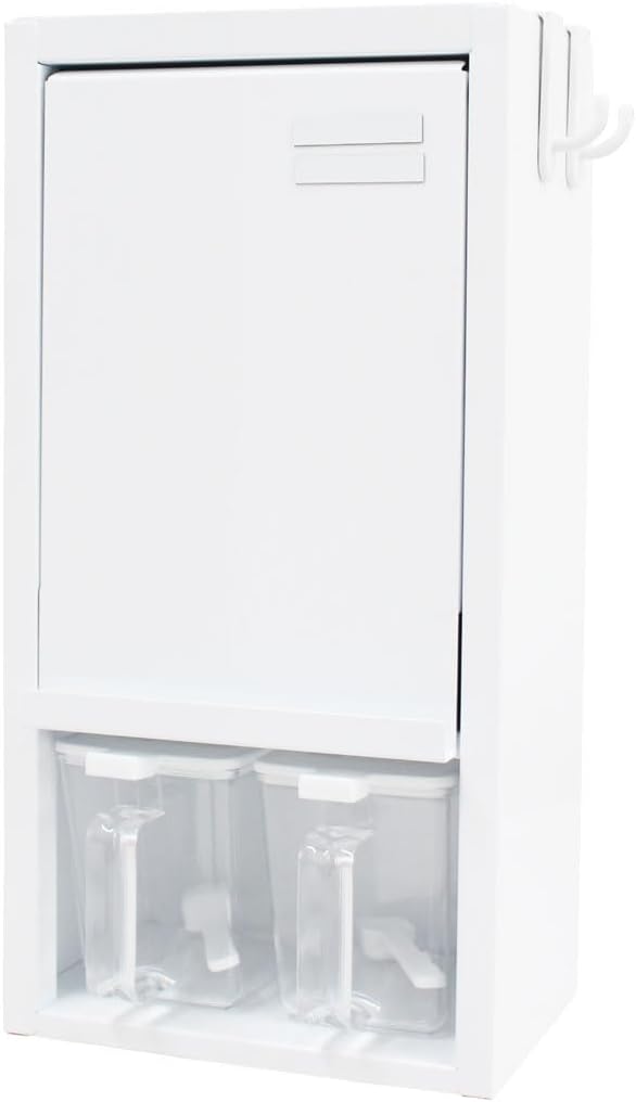 ママ倉隠せる調味料ラック 2段幅14.4cm 奥行50cm高さ46.5cm皓白色 Amazon｜ママ倉 【全面的にアップグレードしました】隠せる調味