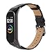 Hianjoo Correa Compatible con Xiaomi Mi Band 4, Pulsera Cuero con Metal Case Banda Repuesto Fitness Sports Correas Brazalete Extensibles Leather Band Compatible con Mi Band 4, Mejorar, Negro