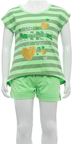 Image of ToBeInStyle Girl's Two Piece Summer Set Cute Tee Top and Matching Shorts Adorable Outfit