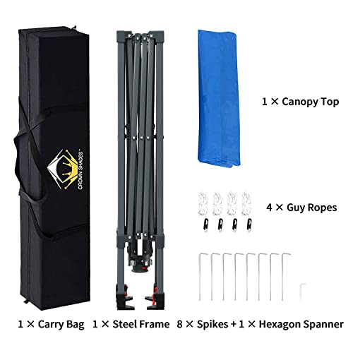 Crown Shades Patented Center Lock 8X8 Canopy Tent Small Lightweight Outdoor Pop Up Portable Shade Instant Folding Canopy With Carry Bag, Blue #TOP3