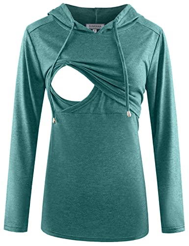 Image of GINKANA Women's Nursing Hoodie Sweatshirt Long Sleeves Breastfeeding Maternity Tops Casual Clothes