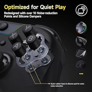 EasySMX Manette PC Sans Fil avec Boutons Silencieux/RGB/Déclencheurs Hall à Deux Niveaux/Joystick Sans Dérive, X05PRO Contrôleur Mobile pour PC/Switch/Android/iOS/Steam/Android TV Box, 1000 mAh, Noir