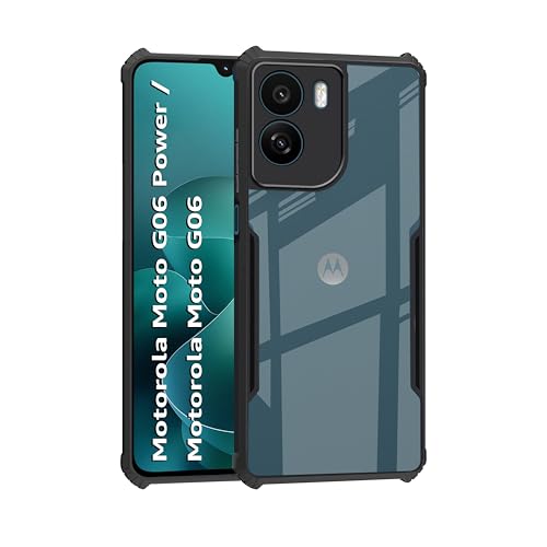 Image of CEDO Backcover for Motorola Moto G06 Power /Moto G06 | Camera Protection Shockproof Bumper-Edge | Acrylic Crystal Clear 360 Degree Protection TPU+PC | Transparent Eagle Back Case Cover (Black)