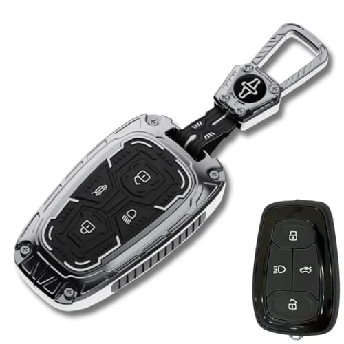 Image of KEYCEPT Metal Armor Key Cover Compatible for Tata Nexon| Altroz| Harrier| Punch| EV| Safari and Facelift 4 Button Smart Key| Stylish & Durable |Scratch Resistant Easy Grip Protective Keycase