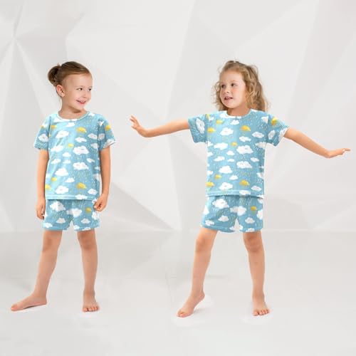 Pajama Short Sleeve Sets Clouds and Rain Summer Sleepwear 2 Piece Nightwear4