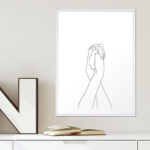 DHLHL Cartel nórdico Manos en Blanco y Negro Impresiones en Lienzo Nunca me Dejes IR Imágenes de Pared para Sala de Estar Minimalista Decoración para el hogar 50x70 cm sin Marco