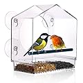 Clear Window Bird Feeder for Outside,Window Bird Feeder with Strong Suction Cups,Clear Window feeders for Viewing, Removable Tray and Large Seed Capacity,Easy-to-Clean