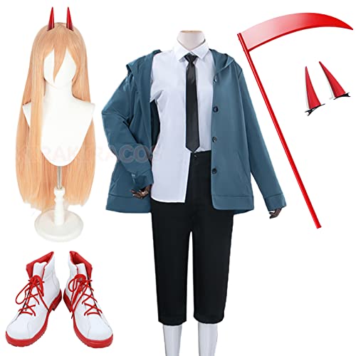 チェンソーマン パワー コスプレ衣装 フルセット 髪飾り付き ウィッグ...