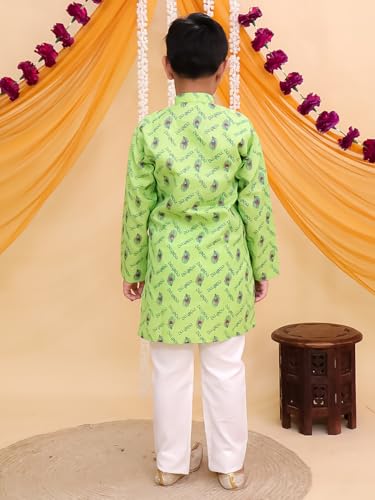 Image of AJ DEZINES Boys Cotton Full Sleeve Letter Printed Kurta Pajama Set for Kids - Ethnic wear | Special Occasion & Traditional Outfit |Boys Kurta Set - Regular Fit