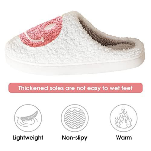 Smile Face Slippers for Women Happy face slippers Retro Soft Plush Warm Slip-on Slippers, Cozy Indoor Outdoor Slippers3