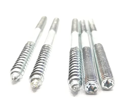 Image of Hanger Bolt M6x100 Silvery Double Headed Bolt Self-Tapping Screw for Furniture 8Pcs