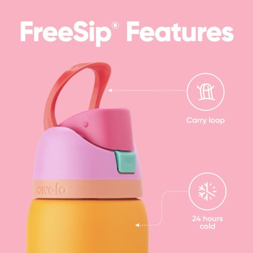 Image of Owala FreeSip Insulated Stainless Steel Water Bottle with Straw for Sports, Travel, and School BPA-Free Sports Water Bottle, 32 oz, Tropical