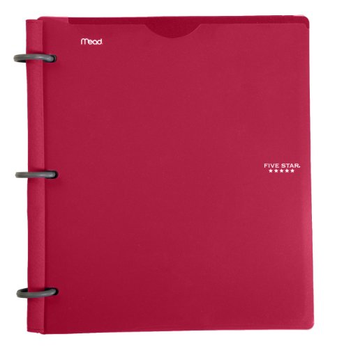 Five Star Flex Hybrid NoteBinder, 1 Inch Binder with Tabs, Notebook and 3 Ring Binder All-in-One, Red (72349)