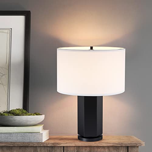 Diamond El Art Table Lamp Light Black Finish Rustic With 16 Inch Drum Lampshade Lamps For Bedrooms, Bedside Lamps For Nightstand Farmhouse Side Table Lamp For Living Room #TOP1
