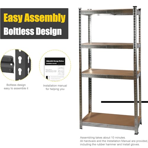 Garage Shelving Units,5 Tier Shelving Unit Garage Shelves Storage Shelf Heavy Duty Shed Storage Racking Shelf Metal Boltless for Warehouse Workshop Office (90X45X180cm) 4 Garage Shelving Units,5 Tier Shelving Unit Garage Shelves Storage Shelf Heavy Duty Shed Storage Racking Shelf Metal Boltless for Warehouse Workshop Office (90X45X180cm) - Image 4