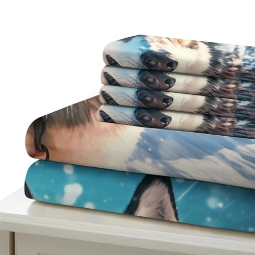 Funda nórdica de perro 3D con 2 fundas de almohada de microfibra para cama niños King 7