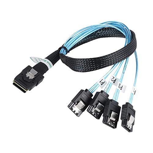 Cable Mini SAS SFF-8087 a 4 SATA 1 metro Azul miniatura 2