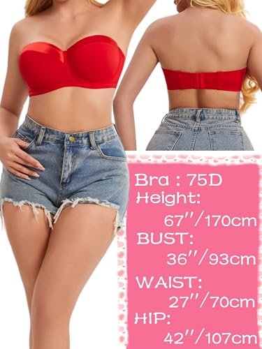 Image of Women's Push up Strapless Bra for Large Breasts with Clear Straps, Never Move On Party Cup B /C /D /DD /DDD /G