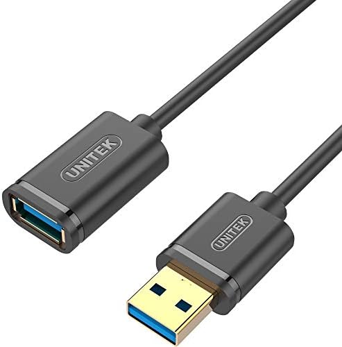 UNITEK Cable de extensión USB 3.0 A macho a USB A hembra de 1 metro negro para impresora, teclado, lector de tarjetas, etc. Y-C457GBK