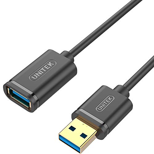 UNITEK Cable de extensión USB 3.0 A macho a USB A hembra de 1 metro negro para impresora, teclado, lector de tarjetas, etc. Y-C457GBK