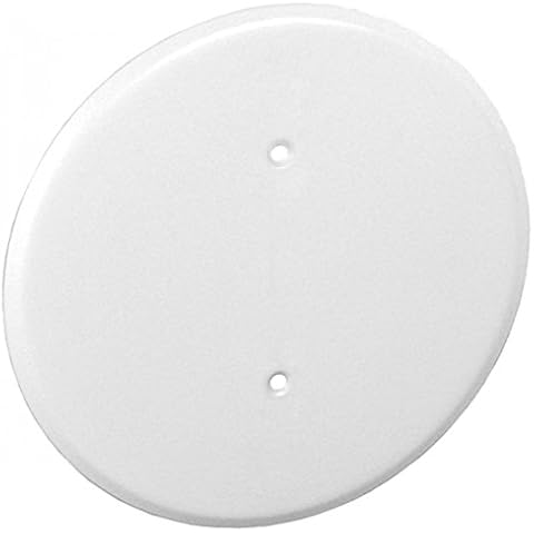 1 Pc, 0.0276 Thick White Powder Coated Steel 8 In. Ceiling Blank-Up Cover, White, For Raised Ring Or 3-1/2 In. Round/Octagon Box For Oversize Box Openings Or Drywall & Plaster Imperfections Cover
