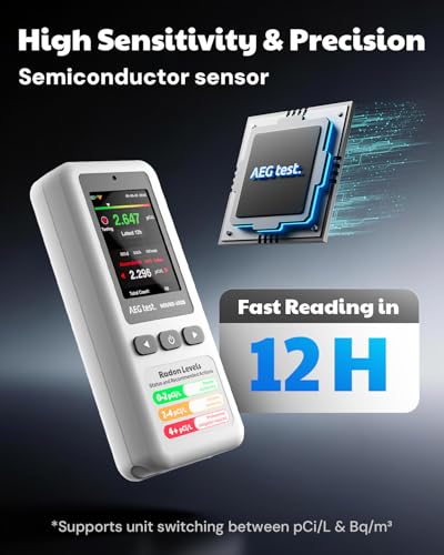HOUND-1011S Portable Radon Detector, High-Accuracy Sensor for Home, Lightweight, Audible & Visual Alarms, Long-Term Monitoring, Easy-to-Use Radon Tester in pCi/L or Bq/m³ for Basement - Image 3
