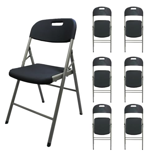 Reviews de Sillas plegables favoritos de las personas. 44 MODAMOB Caja de 6 Sillas Negras Plegables, reforzadas, 52cm Largo, 47.5cm Ancho, 85cm Alto, diametro Tubo 25mm, Calibre 1mm