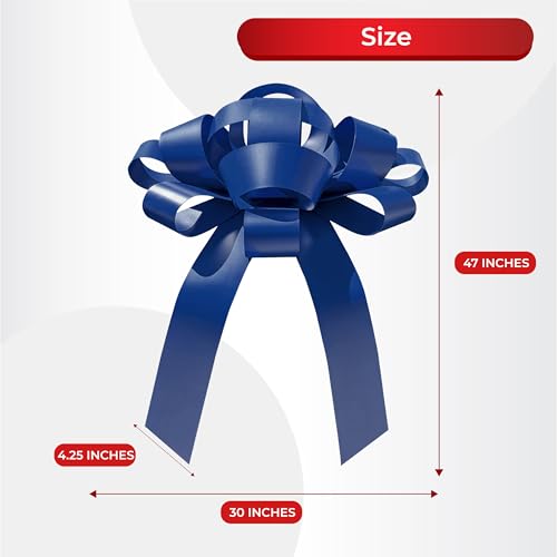 Image of CarBowz Big Bow for Car Decorations and Birthday Gifts, Large Ribbon, Magnet, Safe Sticker Included, Fully Assembled 30 inch Wide Huge Bow, No Suction Cup Needed (Blue)
