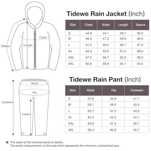 Tidewe RS002-BK-L-NEW Rain Suit, Waterproof Breathable Lightweight Rainwear thumb #5