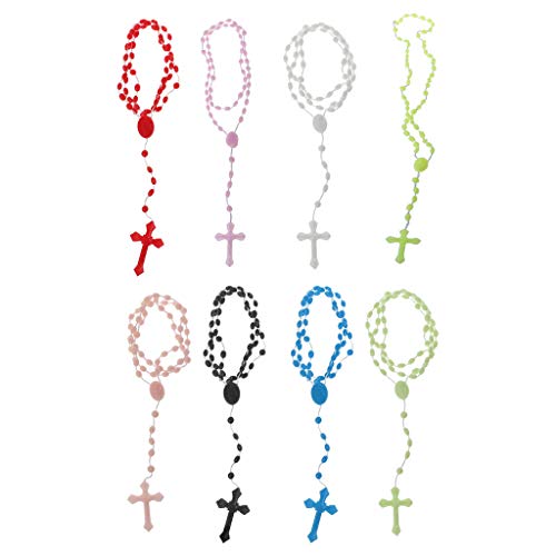 Plastic Rosary Beads Luminous Necklace Catholicism Prayer Religious Jewelry, White3