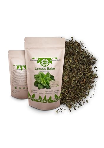 Premium Zitronenmelisse 50g – 100% Rein, Roh, Wild, Nicht-GVO, Vegan – Beruhigendes Kraut zur Stresslinderung, Schlafunterstützung und für die Verdauungsgesundheit – Ideal für Kräutertees und Extrakte