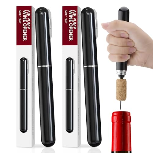 Zssxysm 2 Pièces Tire-Bouchon Pompe à Air 2-en-1 avec Coupe-Capsule, Ouvre-Bouteille à Pression d'air pour Bouteilles de Vin pour Maison, Restaurant, Fête, Cadeaux pour les Amateurs de Vin (Noir)