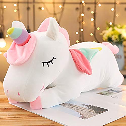 X&MM Gigante tamaño Actual del Unicornio de Peluche de Juguete Relleno Suave Unicornio muñecas de la Historieta Animal del cumpleaños del Caballo para niños,Blanco,120cm