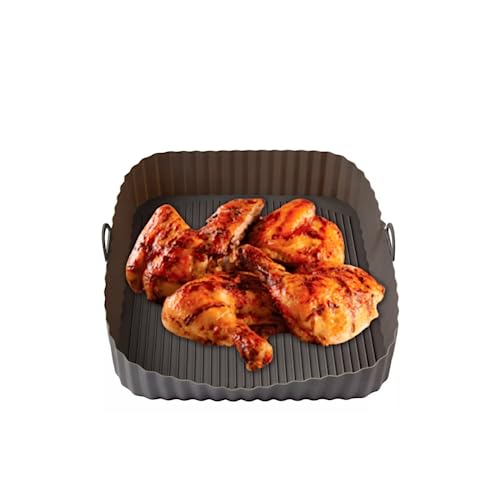 Assadeira De Silicone Forma Para Fritadeira Airfryer 19cm Quadrada Reutilizável E Antiaderente Limpe