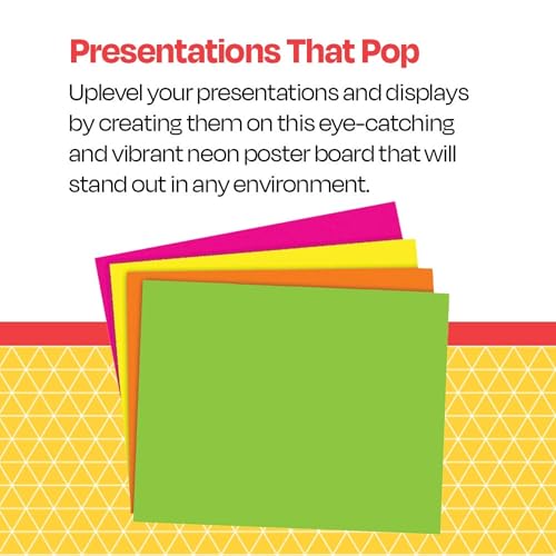 Image of School Smart Poster Board Paper, Neon, Assorted Colors, 12 pt Thick, For Posters, Signs, Crafts, Displays, Classroom Projects, 11 x 14 Inches, 25 Pack
