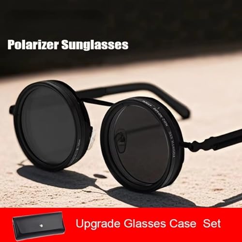 UMEINAC TECH Adjustable Tint Sunglasses with ND2-400 Filter - 9-Level Manual Dimming Polarized Lenses UV400 Protection for Fishing/Driving (Photochromic TR90 Frame + Case)(Silver ut0649mm)2