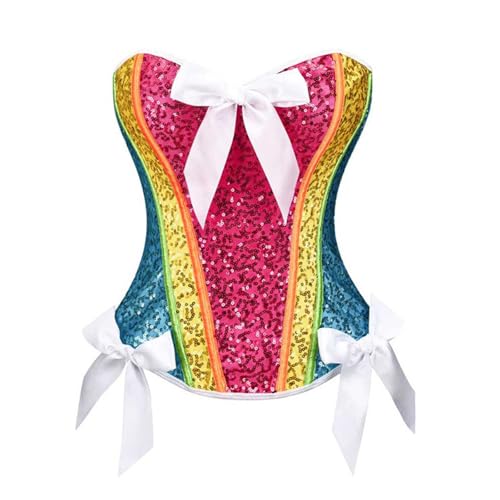 Amazon.com: HGps8w Rainbow Sequins Overbust Corset Tops for