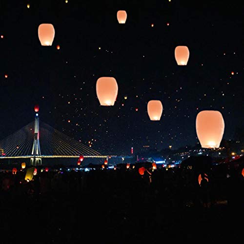 5 Pack Sky Lanterns Paper Chinese Lanterns 100% Biodegradable Environmentally Friendly, Flying Wish Lanterns for Wedding, New Year, Birthday Party Celebration
