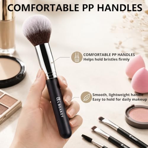 Image of BEAKEY Makeup Brushes Set, Professional Foundation Eyeshadow Concealer Blush Powder Bronzer Applicator, 2 Blender Sponge with Beauty Paper Case