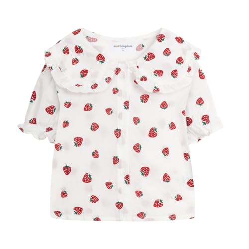 Image of Mud Kingdom Little Girls Peter Pan Collar Blouse Cotton Short Sleeve Button Up