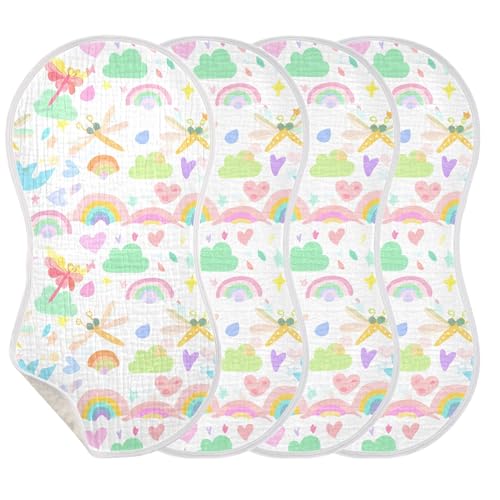 xigua Rainbows Baby Burp Cloths for Newborn Boys and Girls 2 Pack, Soft & Absorbent Cotton Baby Burp Cloth, Baby Washcloths, Newborn Towel, Burp Rags3