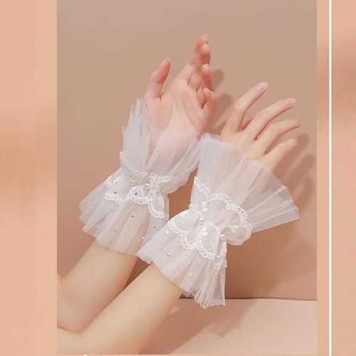 Lolita Lace, tea party accessories for women, Women Lace Gloves Party Wedding Gloves Bow Short mitten Evening Elegant Accessories.4