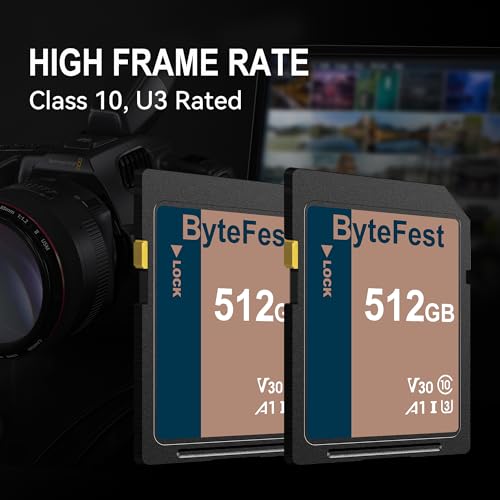 ByteFest SD カード 512GB UHS-I SDXC メモリーカード - C10、U3、V30、4K UHD、超高速転送 の商品画像 1