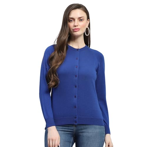 Image of Monte Carlo Women Regular Fit Full Sleeve Solid Round Neck Winter Cardigan (Pack of 1)